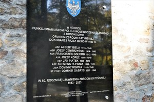 płyta pamiątkowa w Świątyni Dumania w Ornontowicach, na niej nazwiska policjantów