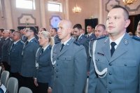 Fotografia przedstawia przebieg uroczystości obchodów Święta Policji 2019 w powiecie mikołowskiem