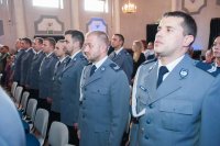 Fotografia przedstawia przebieg uroczystości obchodów Święta Policji 2019 w powiecie mikołowskiem