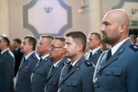 Fotografia przedstawia przebieg uroczystości obchodów Święta Policji 2019 w powiecie mikołowskiem