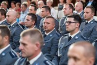 Fotografia przedstawia przebieg uroczystości obchodów Święta Policji 2019 w powiecie mikołowskiem