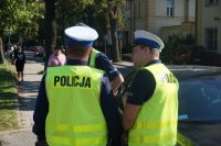 Policjanci mikołowskiej drogówki podczas zabezpieczenia przemarszu w dniu 13 września br.