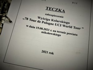 pierwsza strona teczki &quot;Zabezpiecznie wyścigu Tour de Pologne&quot; 2021
