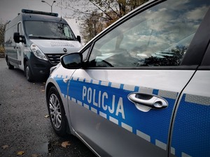 Dwa stojące obok siebie radiowozy: Policji oraz Inspekcji Transportu Drogowego