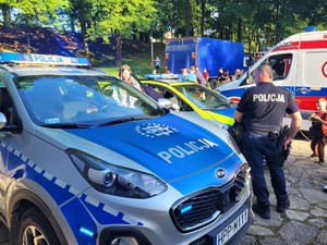 na zdjęciu widać policjanta i radiowóz