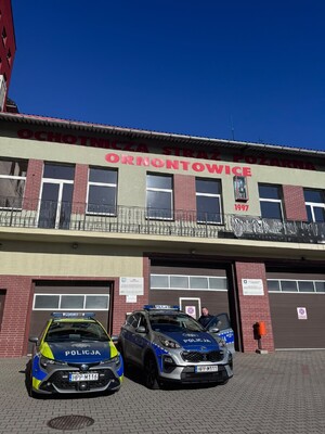 na zdjęciu widać policjanta i radiowozy